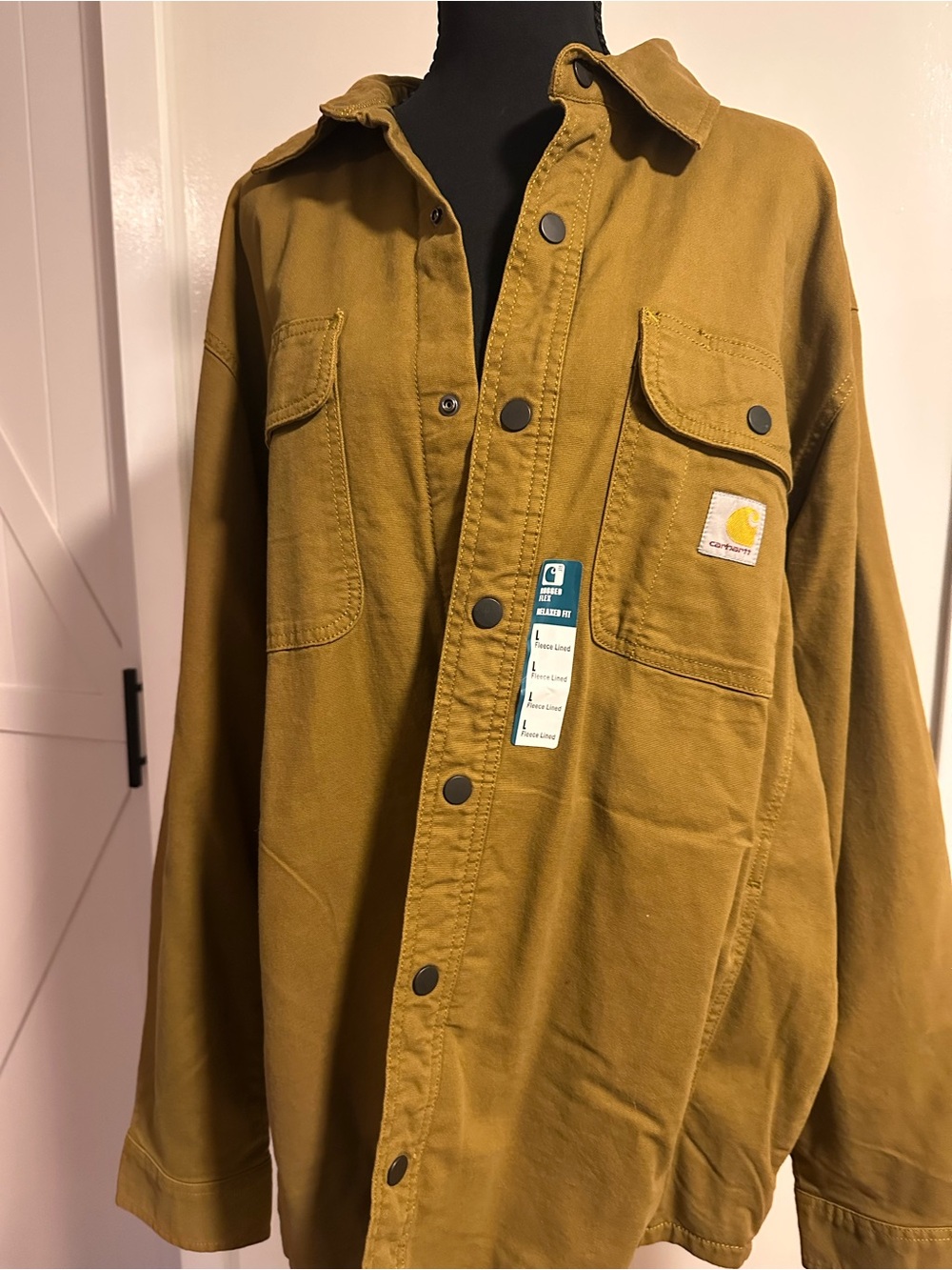Carhartt Men's Tan/Brown Lined Canvas Shirt Jacket - Picture 2 of 2
